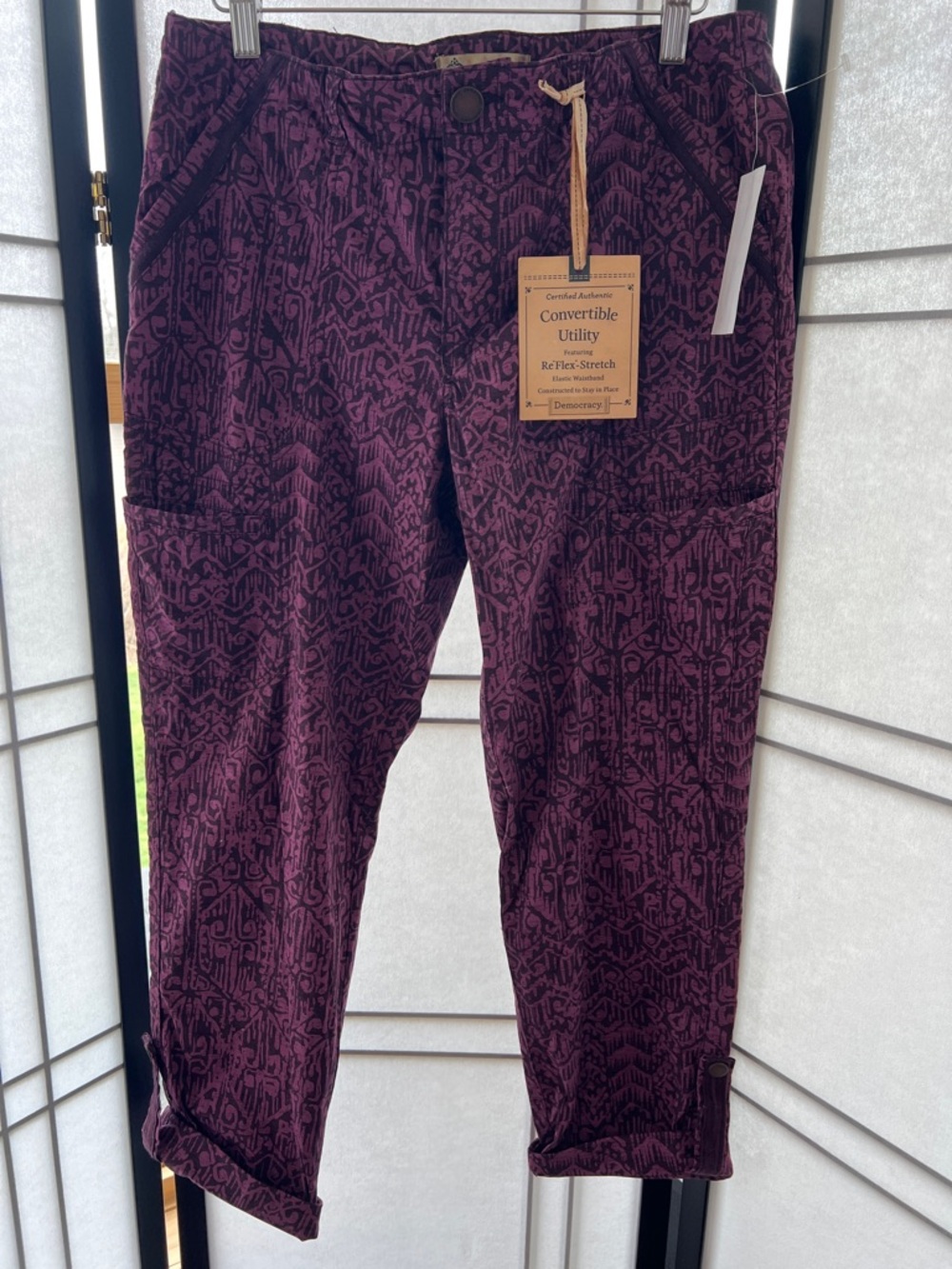Democracy Women’s Cargo Pants — Deep Purple Pattern